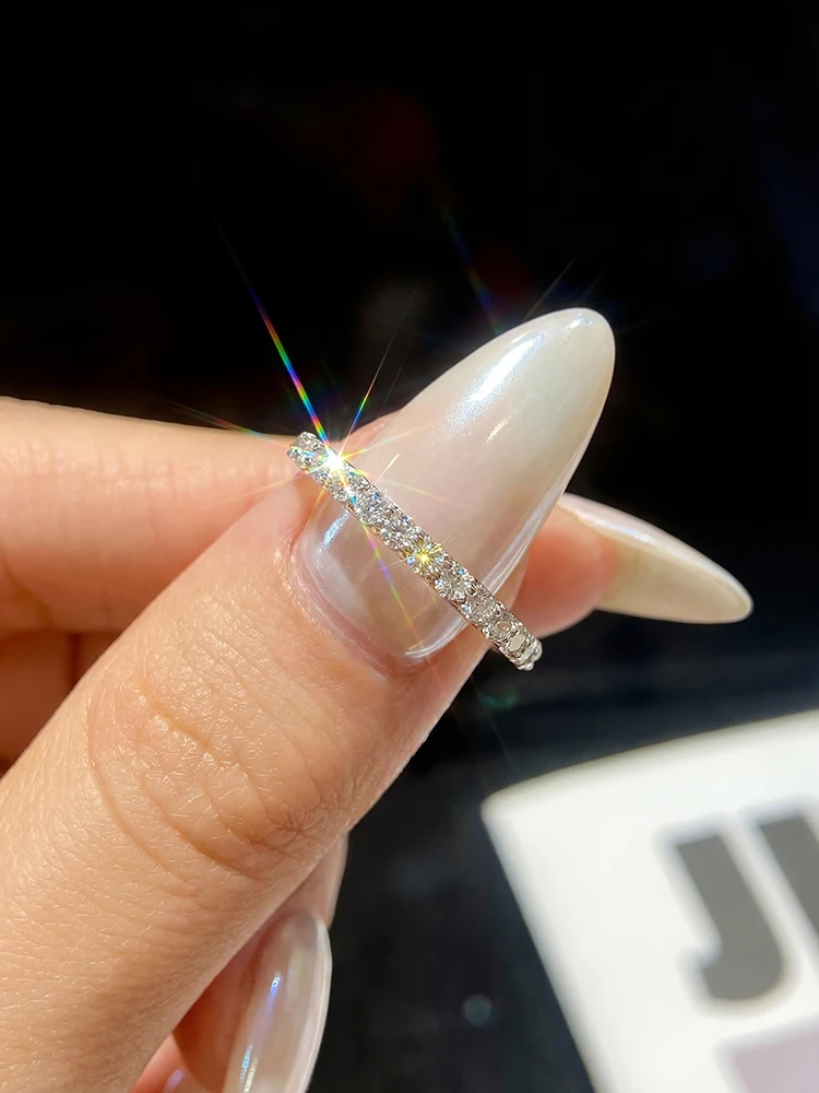 Echte Moissanit-Diamant-Solitär-Ringe, stapelbar, für Damen, Hochzeitsringe, Jubiläumsringe, luxuriöser, hochwertiger, personalisierter Schmuck. – Detail 2