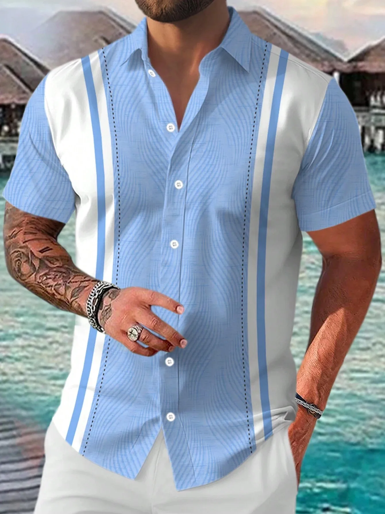 The new men's short-sleeved shirt for summer 2026 is breathable lightweight casual and fashionable with 3D printing