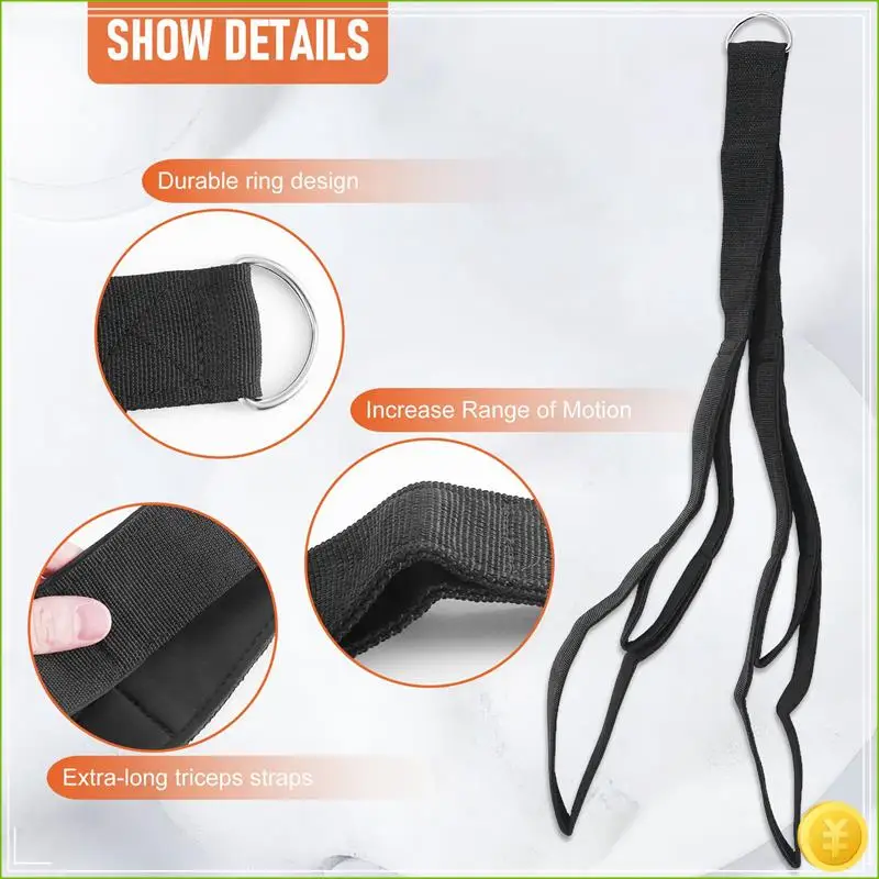 NEW-New Tricep Rope Cable Attachment. 28.7 Inch & 22 Inch Two Lengths Built In 1 Pull Down Rope. Triceps Extension Straps