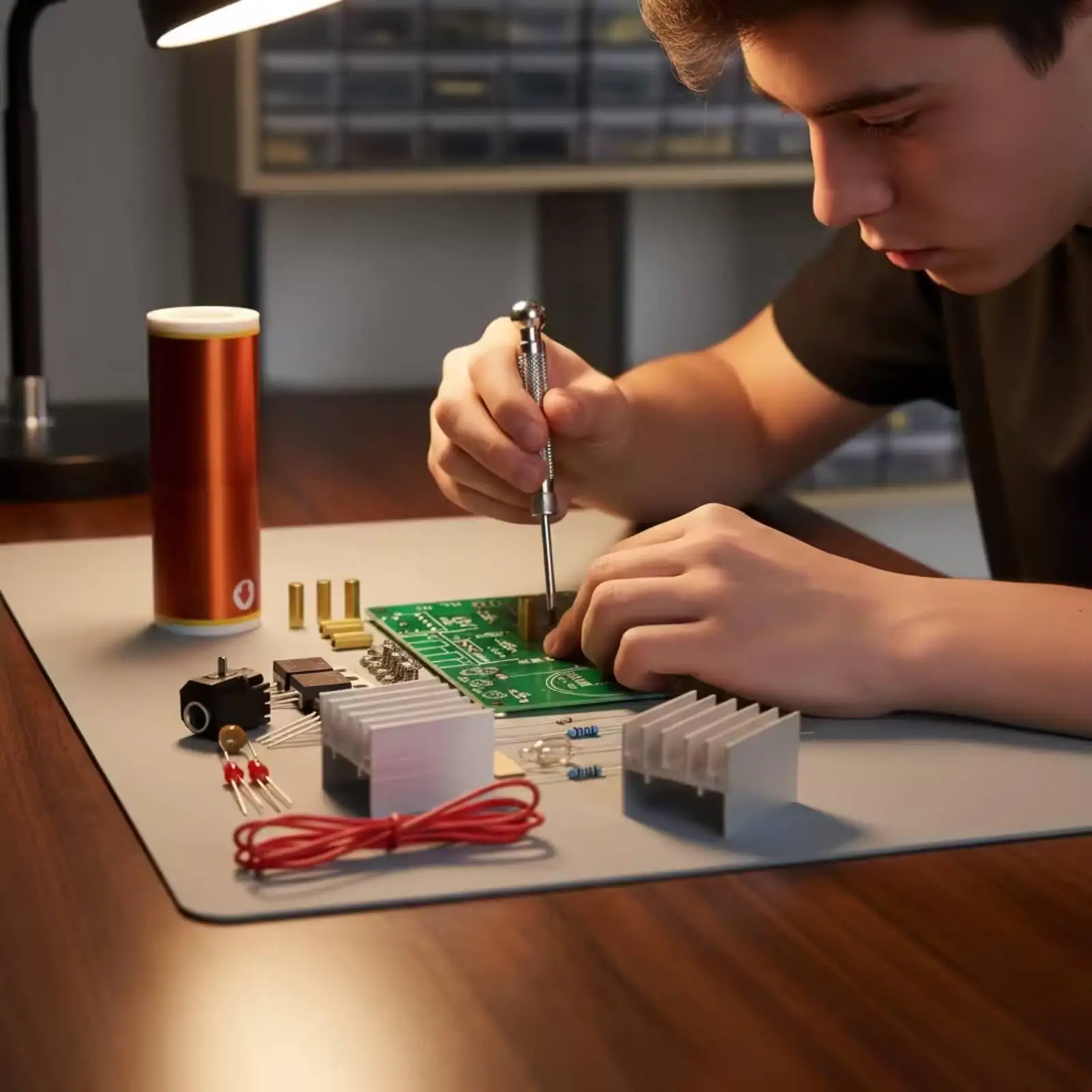 DIY Science Kit Tesla Coil Arc Generator Educational Electronics Project with Copper Coil for High Voltage Experiments