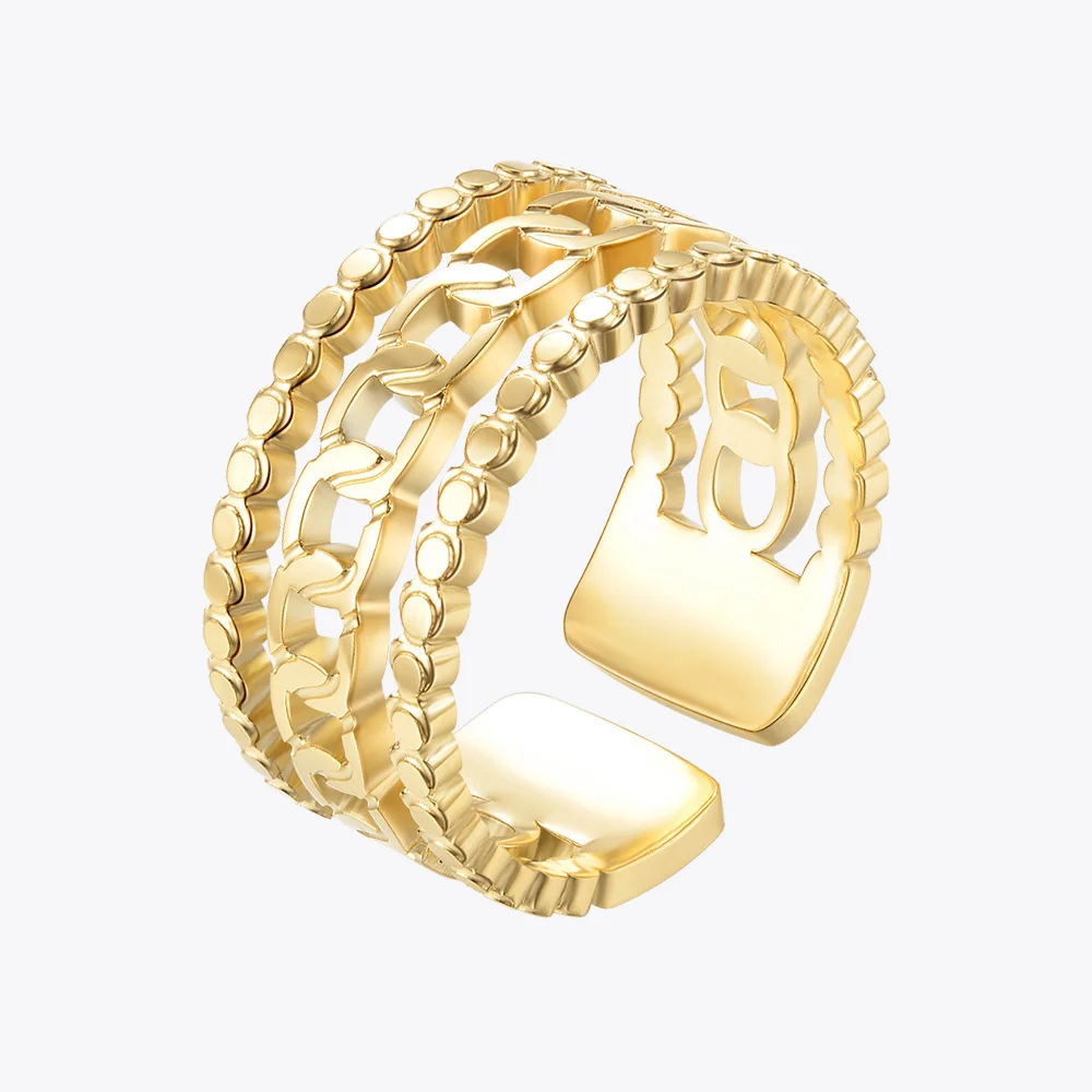 ENFASHION Vintage O-chain Rings For Women Stainless Steel Ring Anillos Mujer Gold Color Fashion Jewelry 2022 New Gift R224153