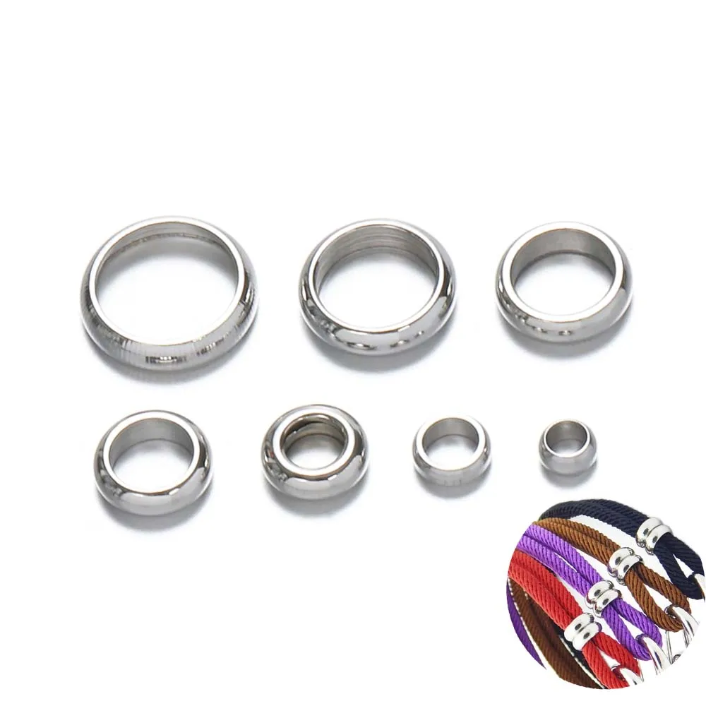 50pcs Stainless Steel Spacer Bead Fit 3/4/5/6mm Leather Rope Wire Big Hole Bead for Bracelet Jewelry Making DIY Accessories