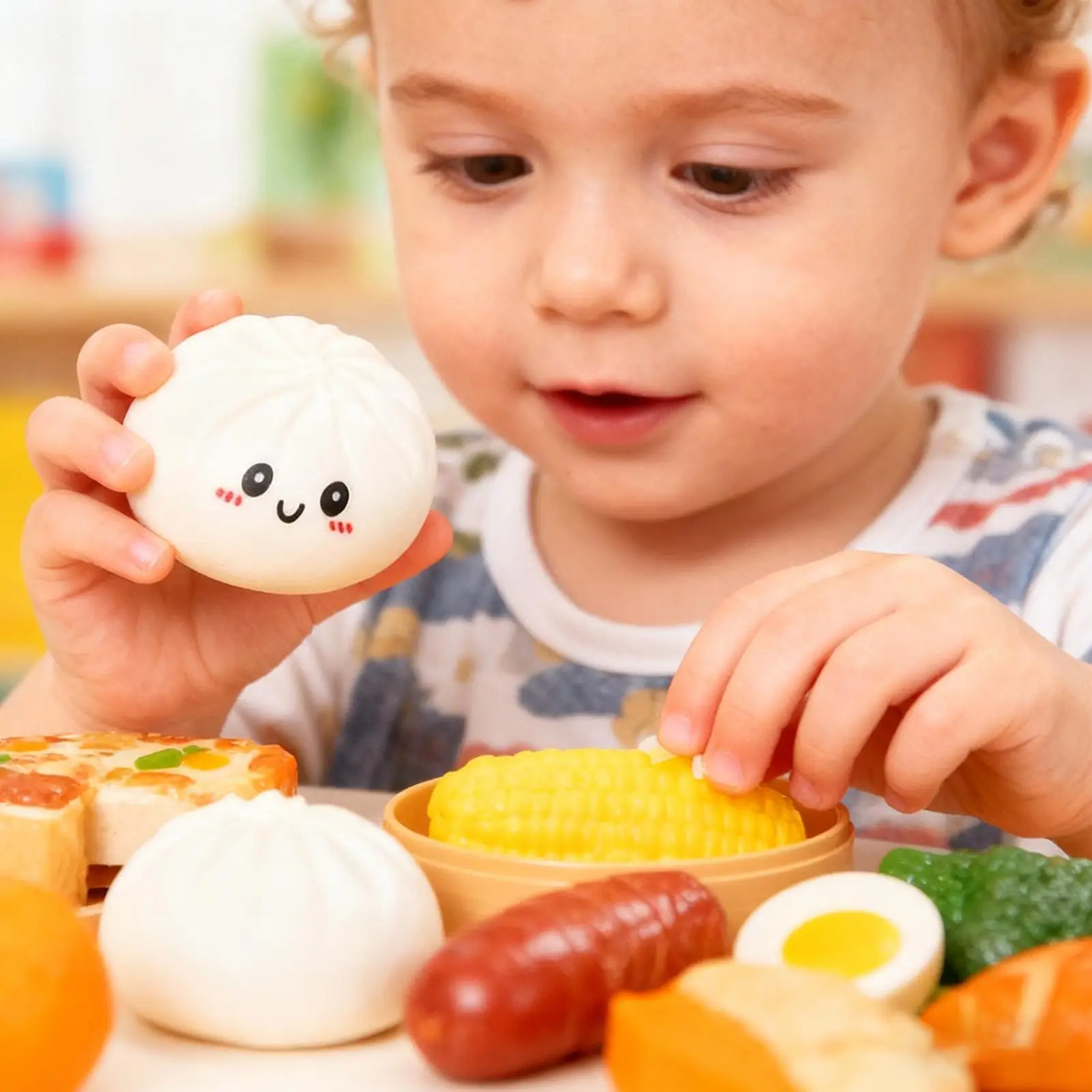 Bola para apretar, herramientas calmantes realistas y suaves, bollos al vapor, juguetes para apretar para niños, niñas, niños, adolescentes, adultos y estudiantes