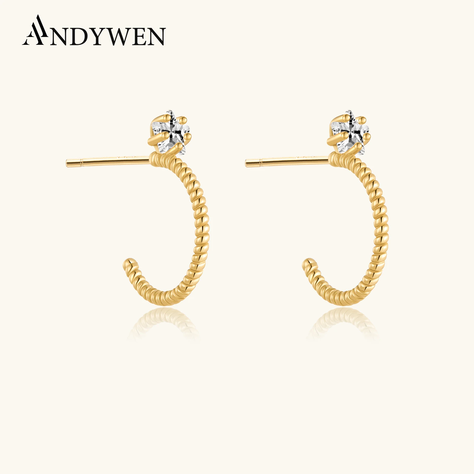 

ANDYWEN 925 пробы серебряные радужные одинарные Huggies женские кольца пирсинг 2023 серьги Ohrringe ювелирные изделия для Рок Панк ювелирные изделия