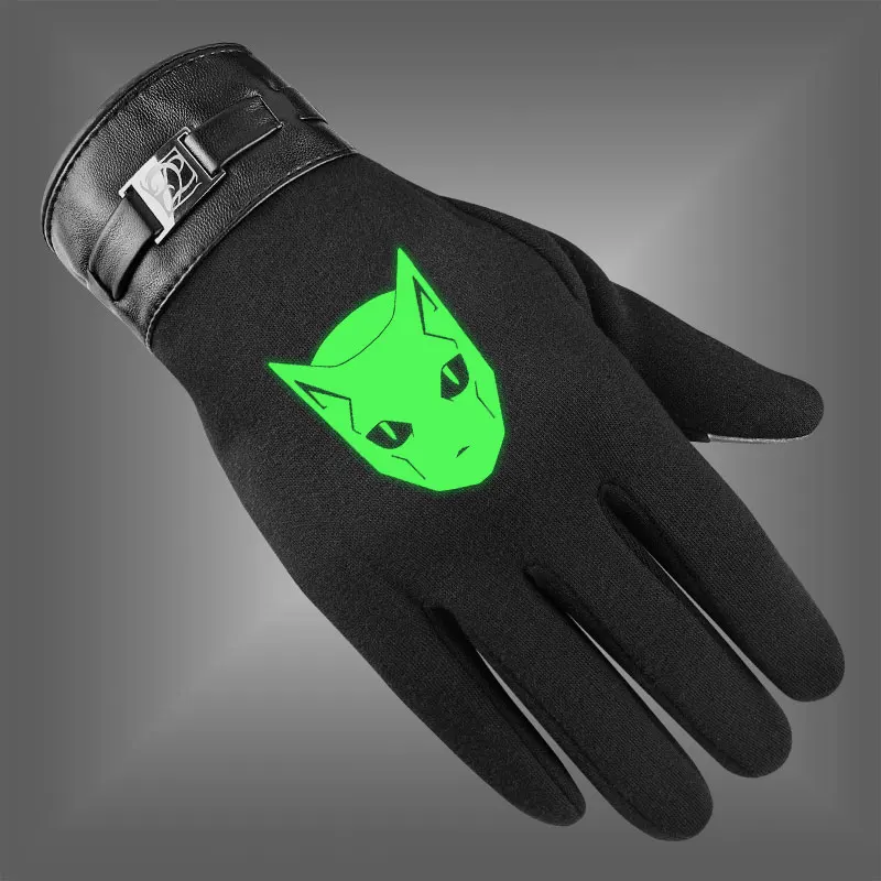 

Anime Jojo's Fluorescent Luminous Winter Men Woman Knitted Gloves Touchscreen Male Mitten Thick Fleece Lined Teenager Gloves