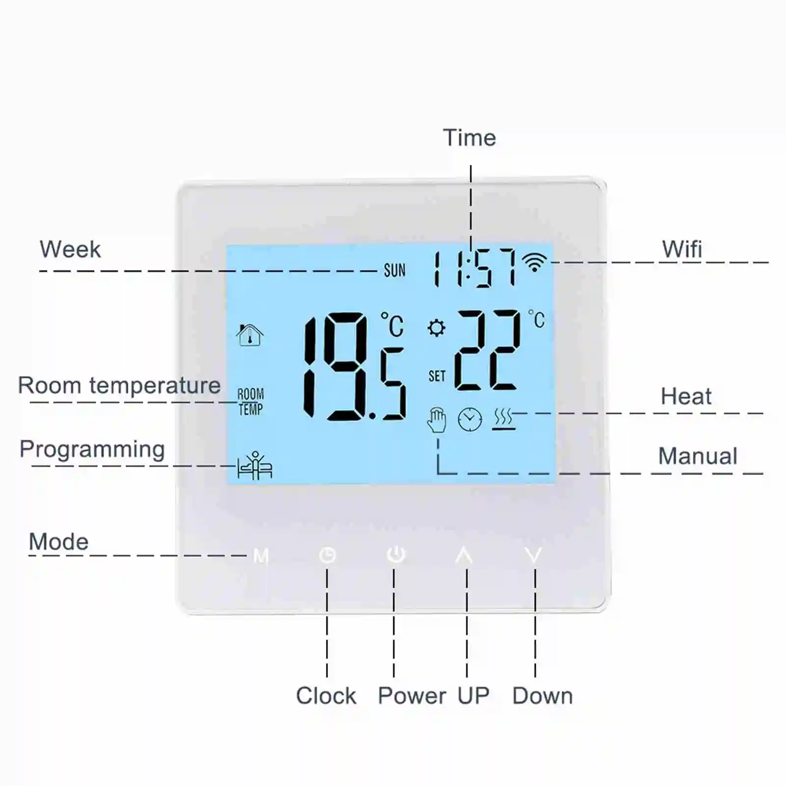 Termostato inteligente Wifi, batería de baja potencia, controlador de temperatura de caldera de Gas y agua, termostato inteligente Digital, calefacción de agua