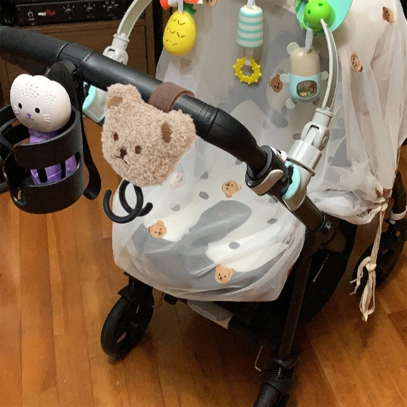 

Cartoon Plush Bear Doll Baby Stroller Hook Multifunctional Mommy Bag Hanger Wheelchair Car Clip for Diaper Pouch Purse