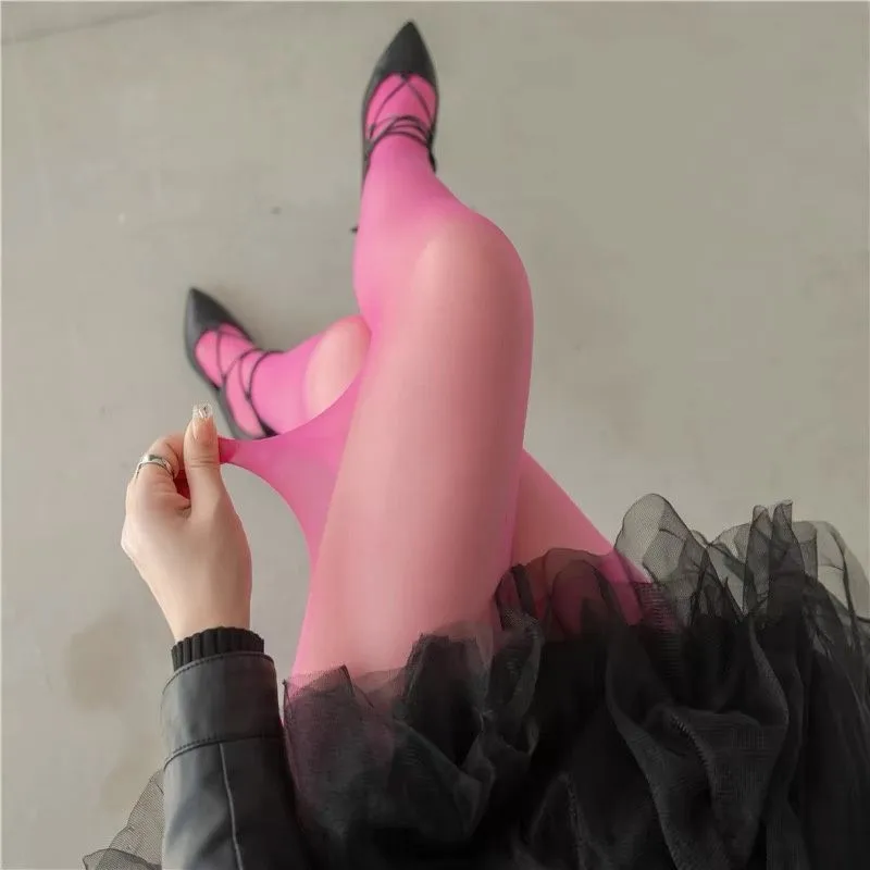 

Женские сексуальные прозрачные чулки, женские разноцветные эластичные колготки Y2k с допамином, белые, зеленые дышащие нейлоновые эластичные колготки