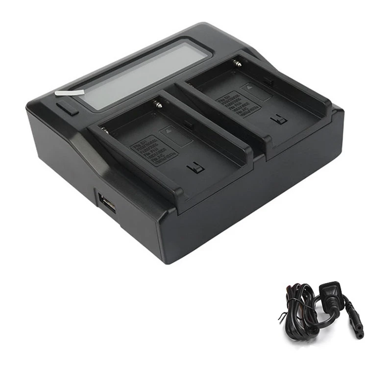 F970 Camera Battery Charger For NP-F770 F750 F550 F960 Fill Light Battery Double Charge LCD Display Charger