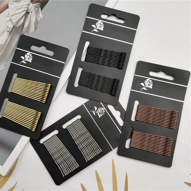 

24 шт. черных невидимых металлических заколок-невидимок для волос для женщин, волнистые, боковые, для укладки, аксессуары для волос