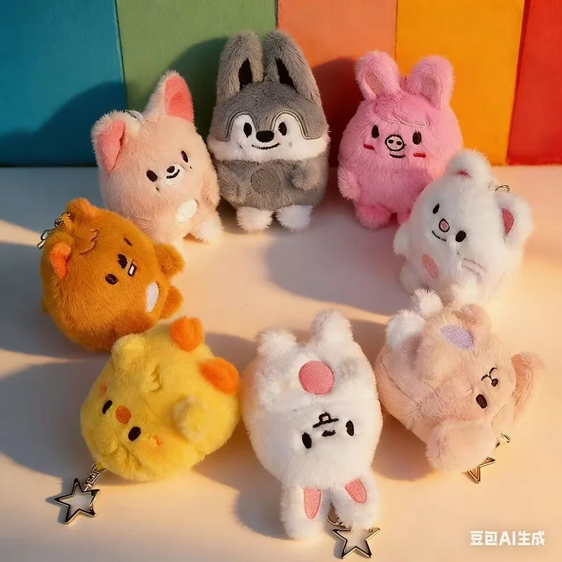 

SKZOO Plush Button Egg Keychain Kids Doll Wolf Chicken Rabbit Cute Plush Animal Bag Hanging SKZ Felix Hyunjin Bangchan Gift