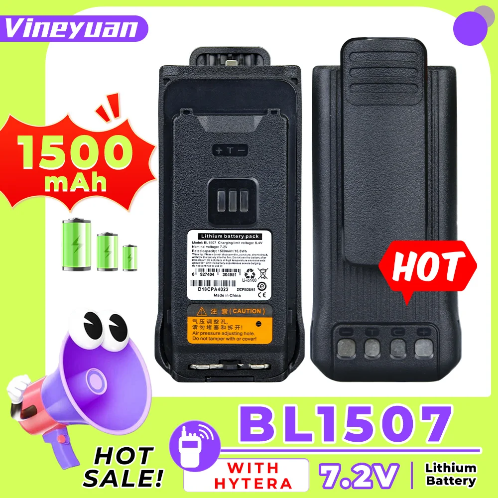 

7.2V 1500mAh BL1507 Battery for Hytera AP580 BP510 BP560 AP515 AP588 BP515 BP518 BP568 BP565 Portable Radio Replacement Battery