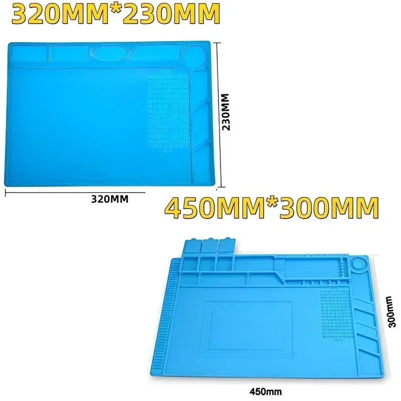 Tapete magnético de reparo de silicone, placa de circuito, almofada de solda, resistente ao calor 932 ° F Antiestático para reparo de telefone de ferro ESD