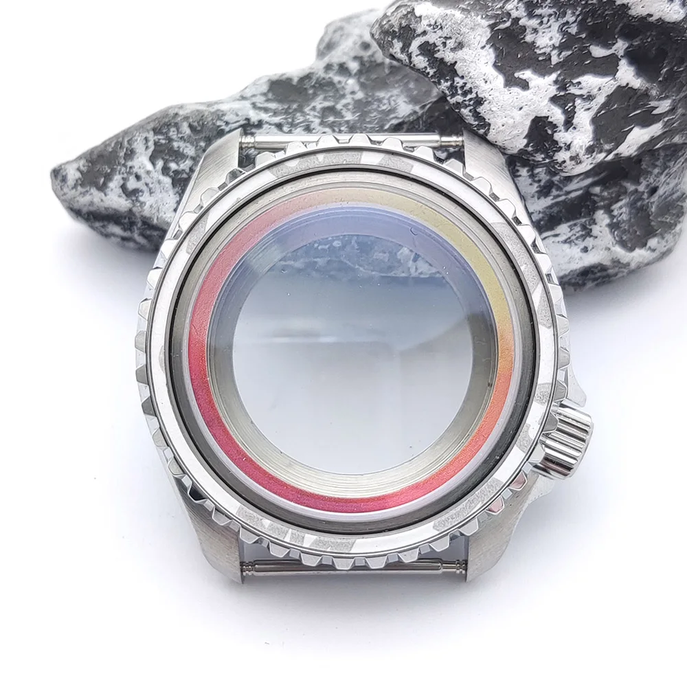 42mm Silvery 007 NH35 Watch Case Sapphire Glass Fits NH35 NH36 Movement Transparent Back Cover 28.5mm Dial
