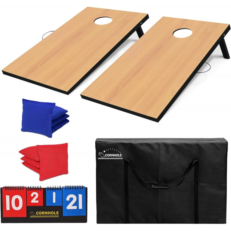 Cornhole Set, Tailgate/Regulation Size Cornhole Boards with 8 Bean Bags and Carrying Case, 3x2/4x2 Corn Hole Outdoor Game Toss