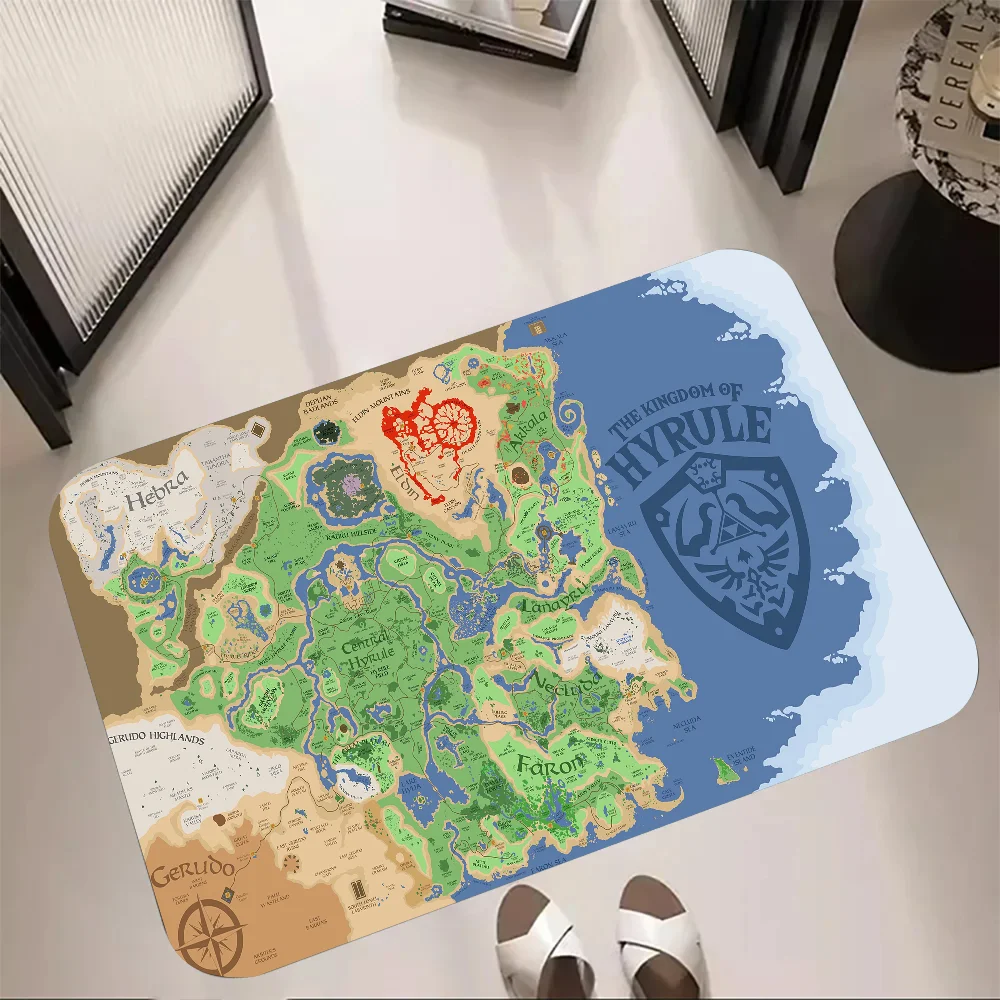 Map Of Hyrule Floor Mat Doormats Home Carpet Foot Mat Bathroom Absorbent Mats Anti-Slip Mats Home Decor Supplies Carpets Home