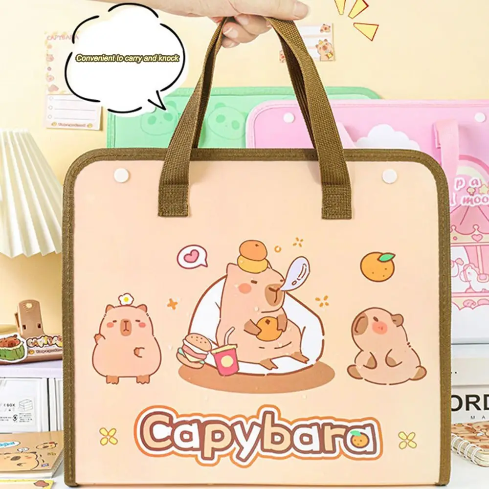 

Portable Capybara/Panda Document Bag with Handle Multi-layer Expanding File Bag Large Capacity Classified File Folder Students