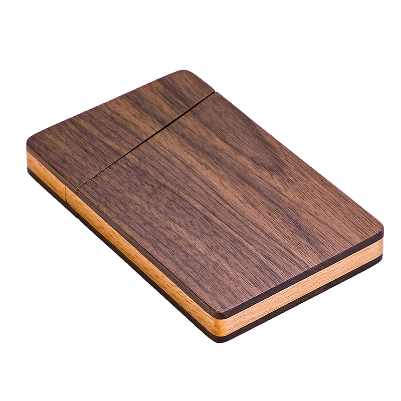 Slim Card Case For Men Portable Walnut Wood Business Card Holder Wooden Business Card Organizer Desk Accessories