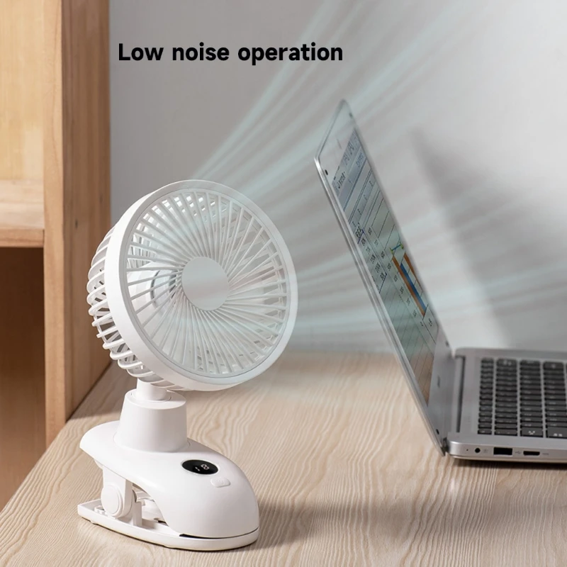 Mini ventilateur à pince de bureau ventilateur à pince à 4 vitesses avec vent fort tournant pour la maison