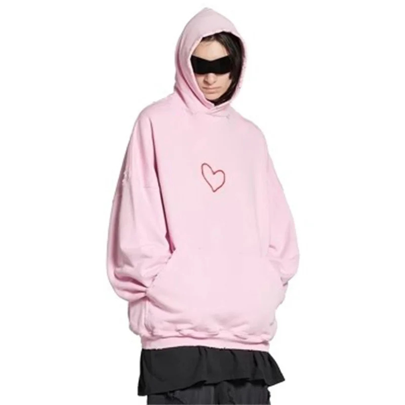 

women's hoodie 2024 autumn new in fashion heart-shaped print Women's sweatshirts Couple style loose cotton pullover y2k clothes