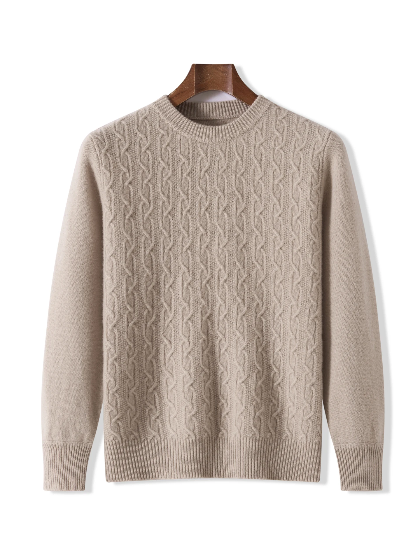 

TLOML Men's 100% Merino Wool O-neck Wool Chain Twisted Flower Pullover Autumn Winter Cashmere Sweater Smart Casual Thicken Tops