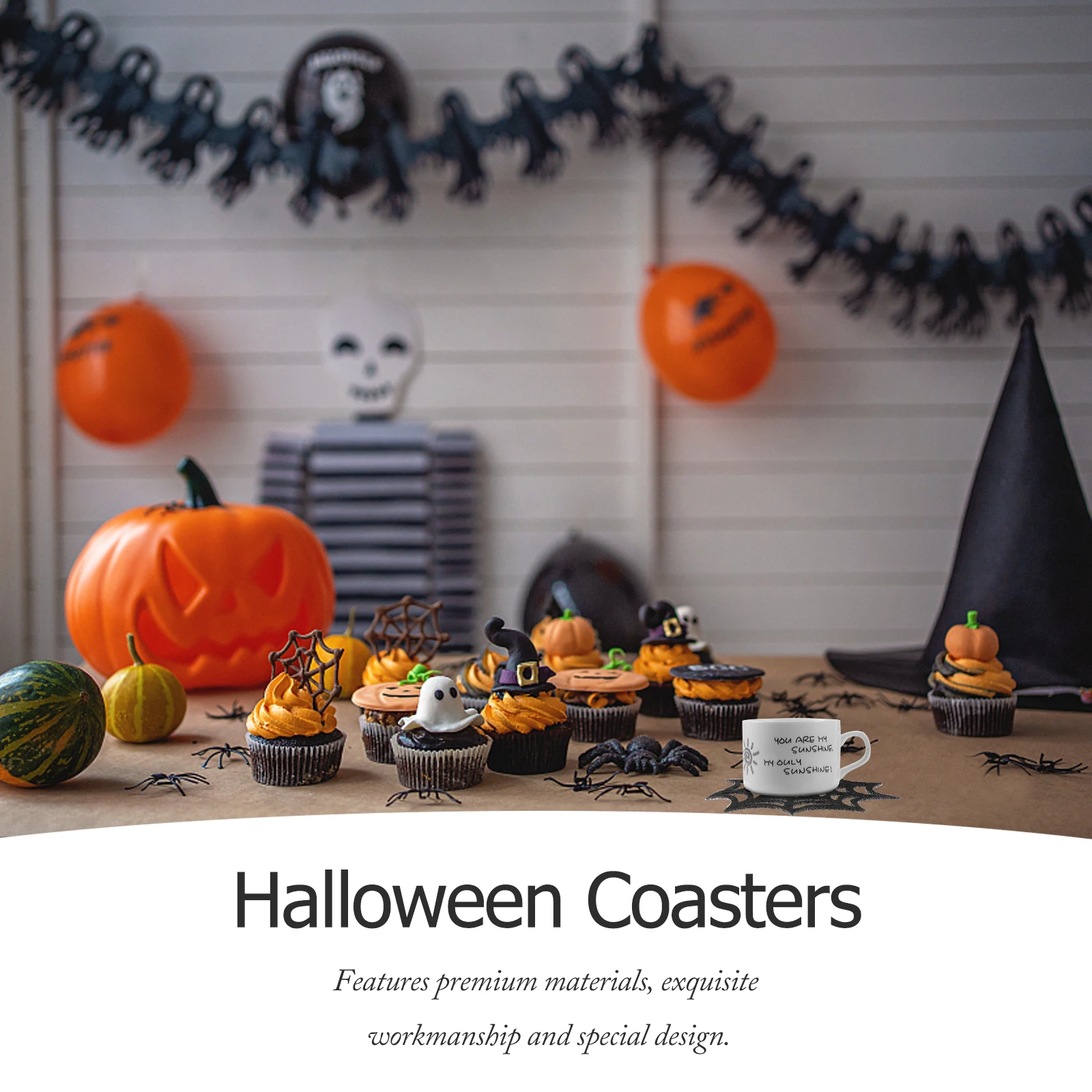 

10 Pcs Web Coasters Halloween Placemat Black Felt Halloween Placemat Table Mats Dining Anti Slip Heat Resistant