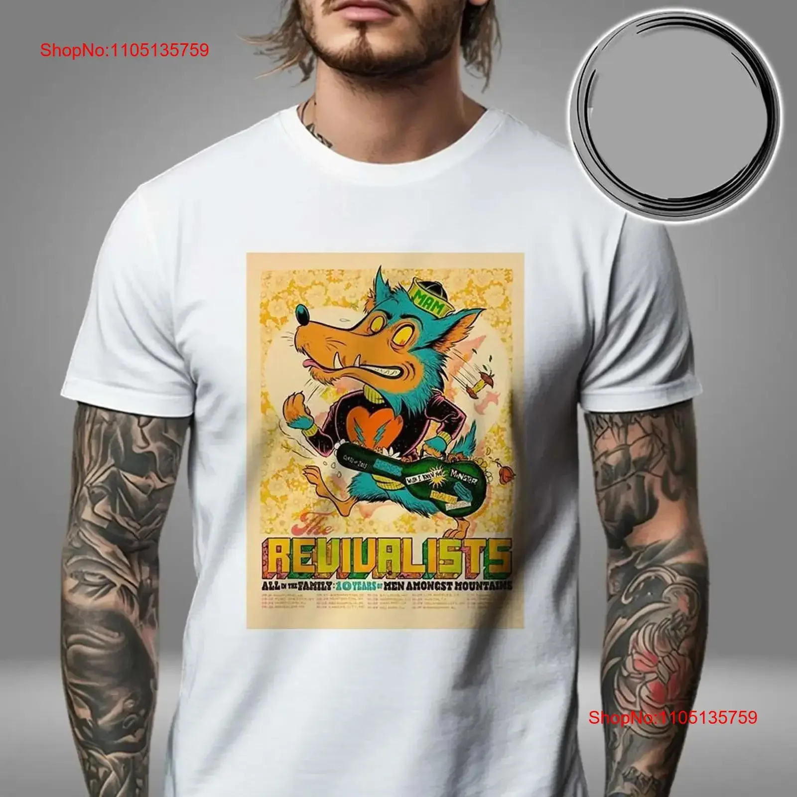 RARE Th e Revivalists All In The Family 10 Years Of Men Amongst Mountai n T Shirt vintage Washed graphic Stylish homme