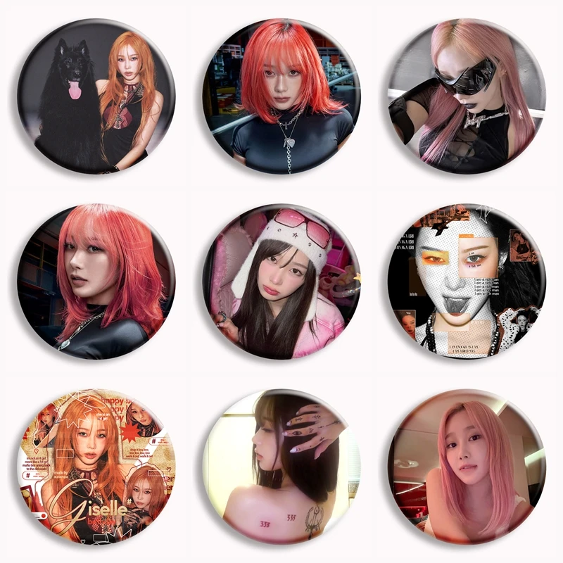 Giselle Aesthetic Soft Button Pin Korean Kpop Band Member Brooches Badge Bag Decor Accessories Fans Collect Friends Gifts