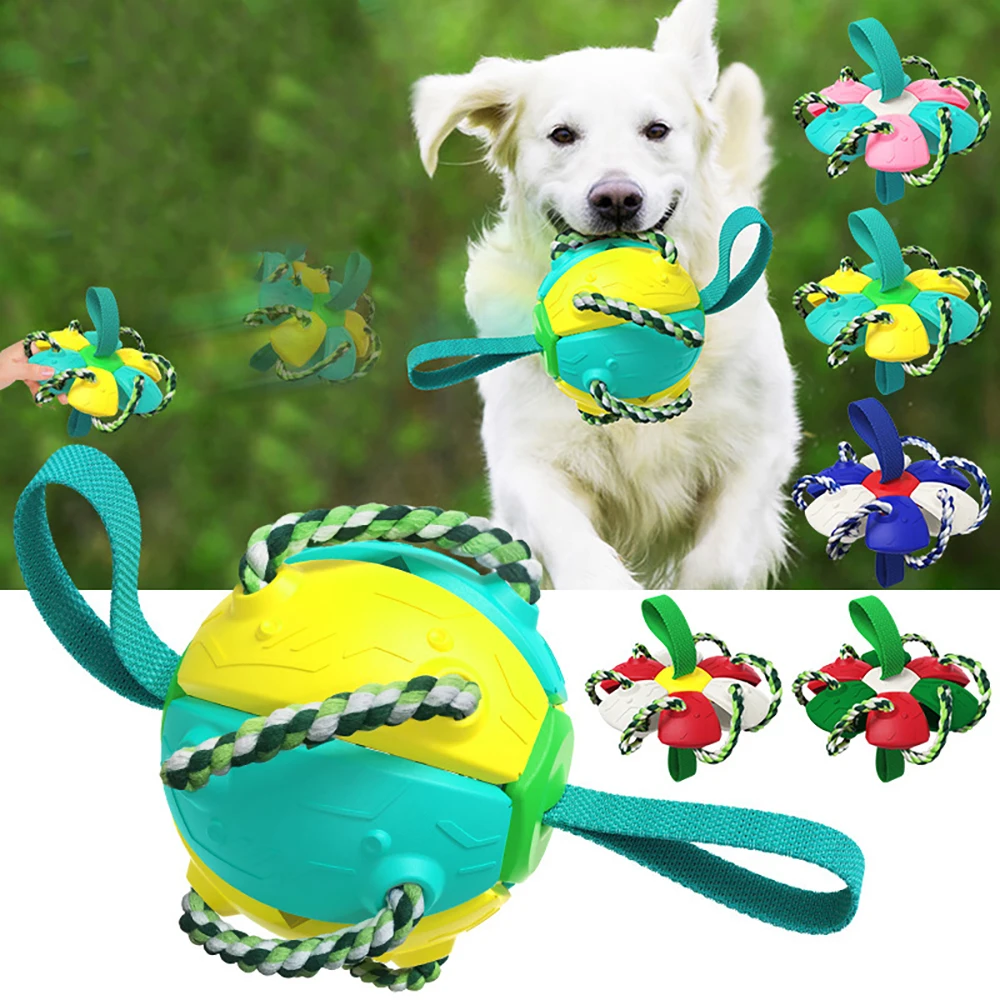 

Dog Toy Flying Discs Soccer Ball With Grab Tabs Outdoor Interactive Pet Training Flying Saucer Metamorphosis Football Toys