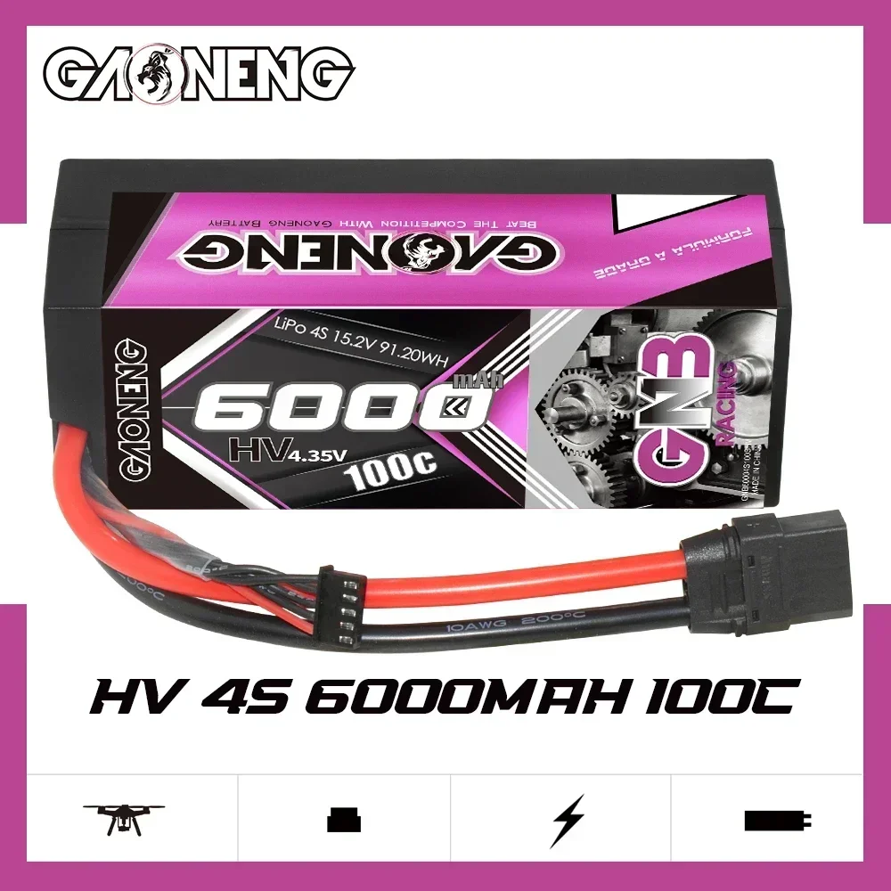 GAONENG GNB 6000mAh 4S2P 15.2V HV 100C/200C Light น้ําหนัก Hardcase LiPo แบตเตอรี่สําหรับ 1:8 RC ปีนเขารถเรือ