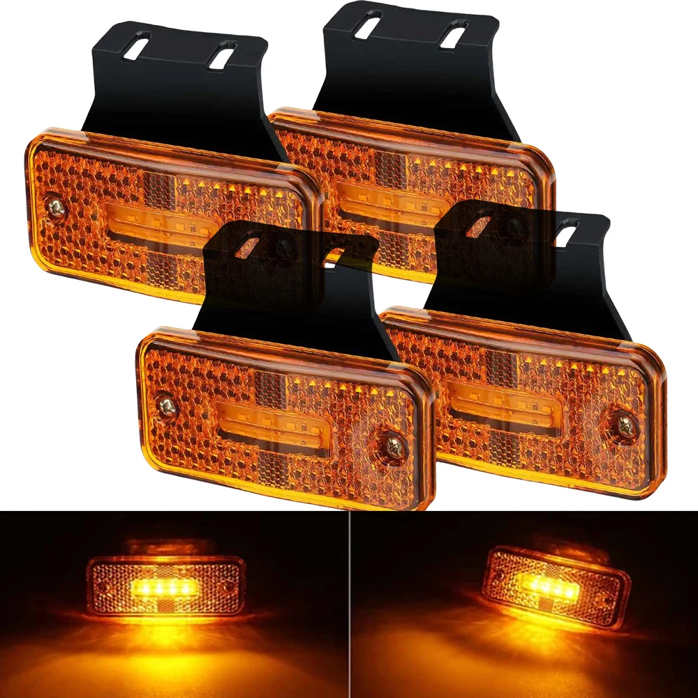 

4/8/10pcs LED 24V Side Marker Light Bracket Turn Signal Clearance External Warning Tail Lamp Car Truck RV Trailer Lorry Caravan