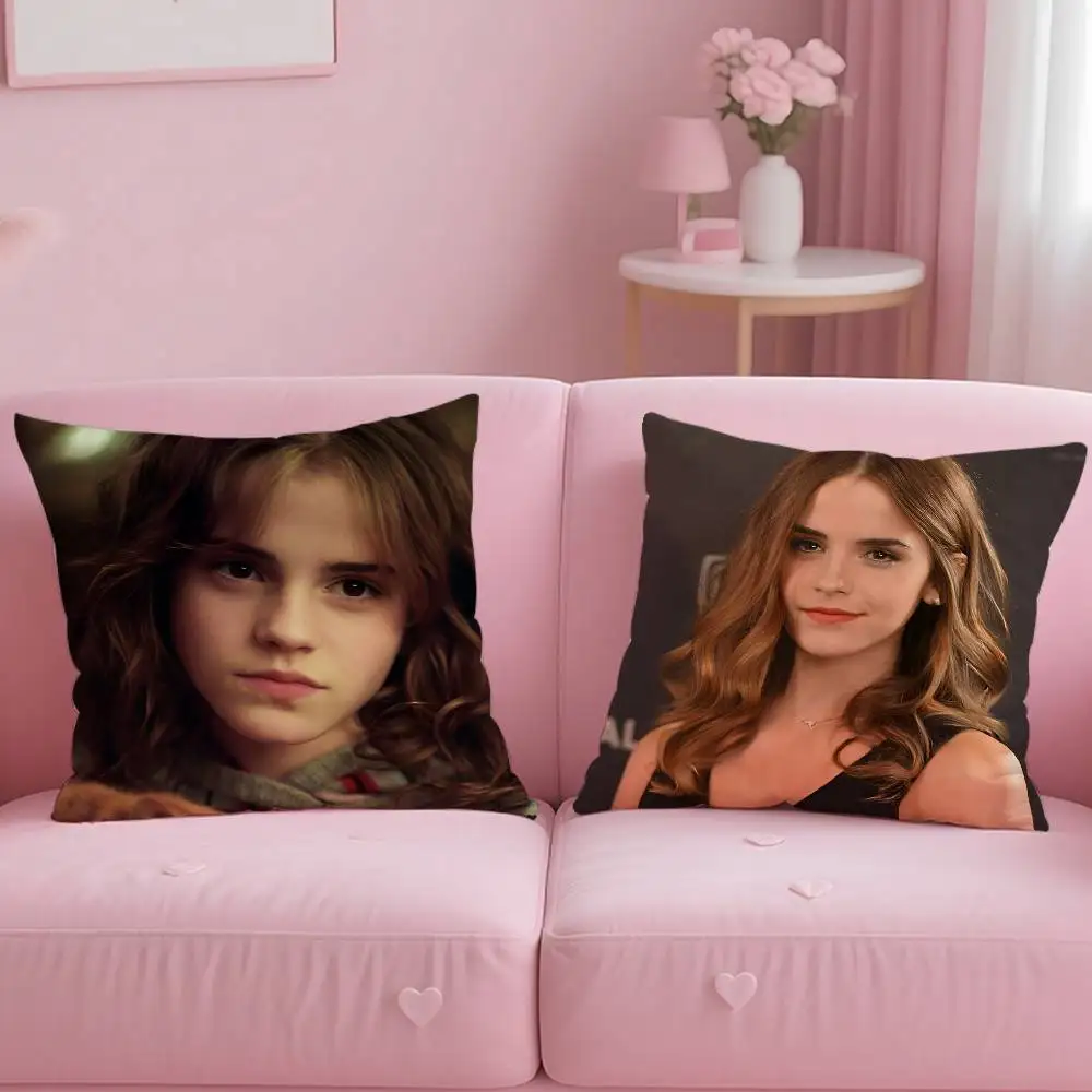 الممثل الساخن E-Emma Watson كيس وسادة مكافحة الغبار المخدة غير مرئية سستة حريري قصير أفخم غطاء وسادة أريكة