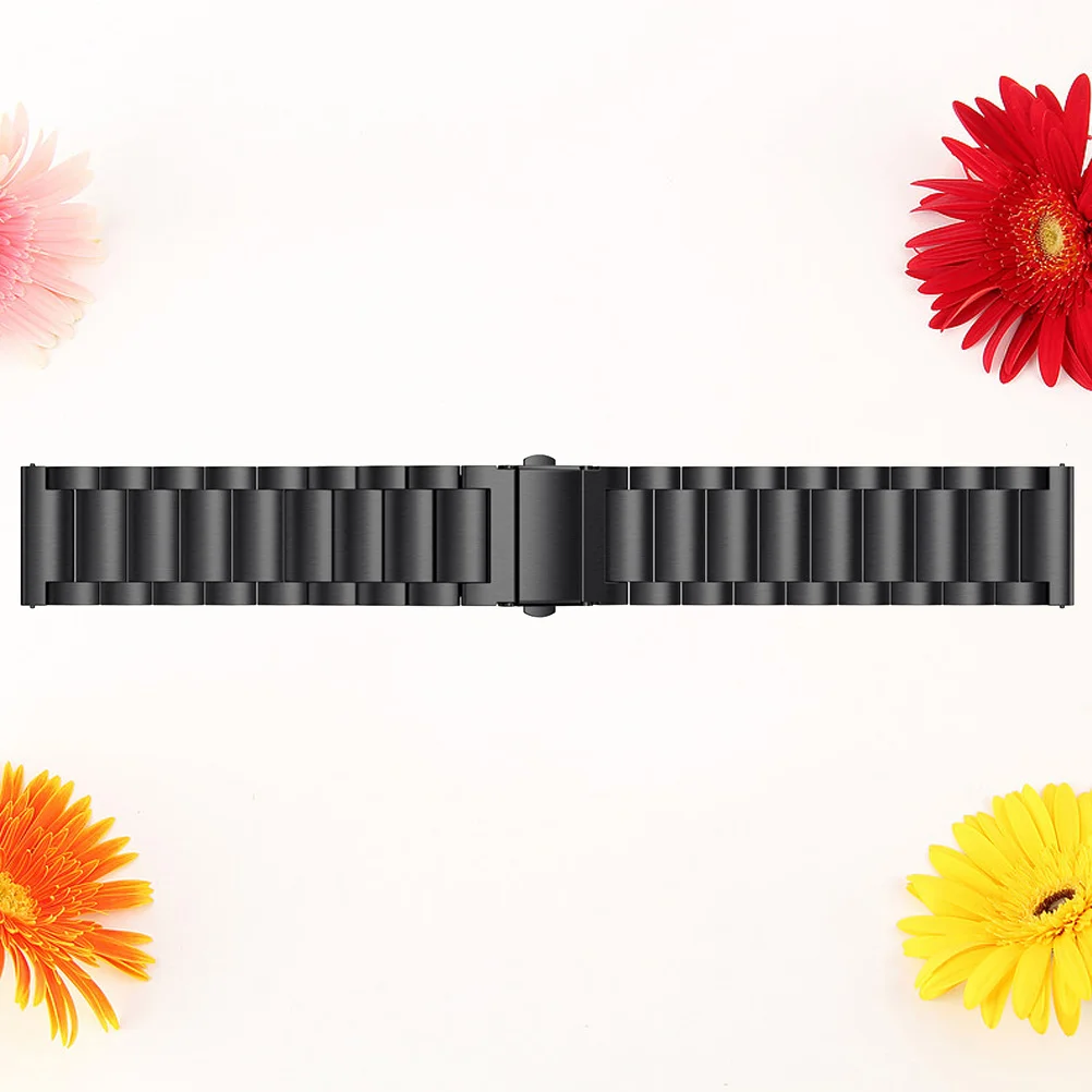 

3 Bead Stainless Steel Watchband for Smartwatch Metal Wristband Replacement Band Black Stylish Comfortable Daily