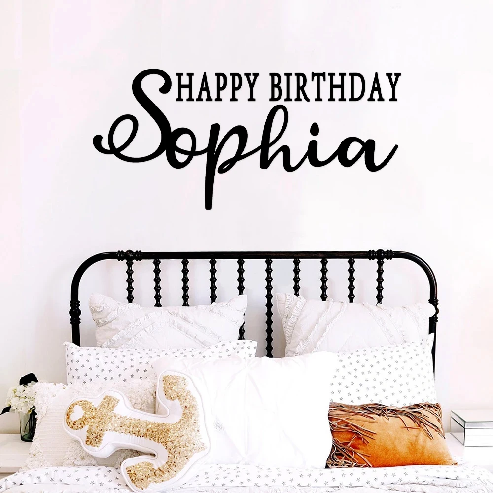 1 autocollant mural personnalisé "Joyeux Anniversaire" en vinyle imperméable et amovible pour les fêtes et rassemblements.