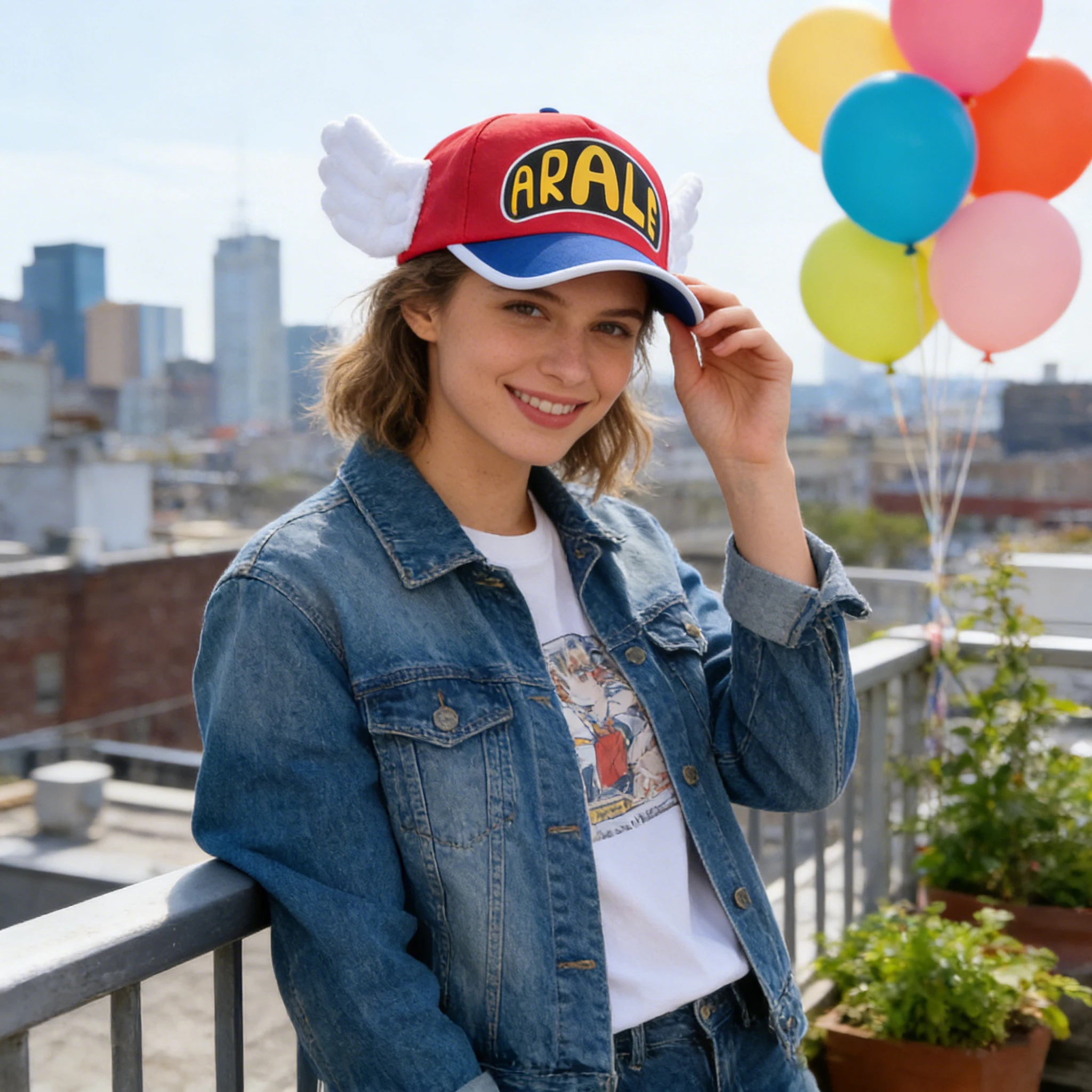 1 Stück, süße Arale-Cartoon-Baseballkappe mit Plüschflügeln – Anime IP Casual Trendy Hat. – Detail 2