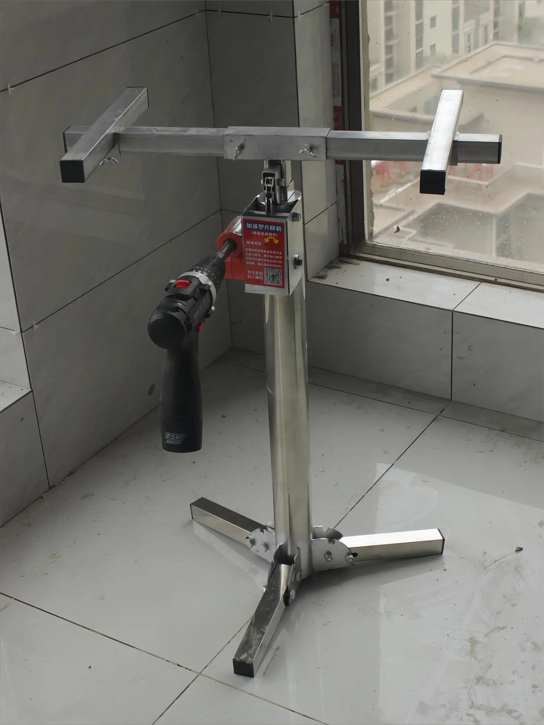 2.5M Wall Cabinet Mounting Bracket | Hand Crank/Electric Dual Lift Platform 100KG Stainless Steel