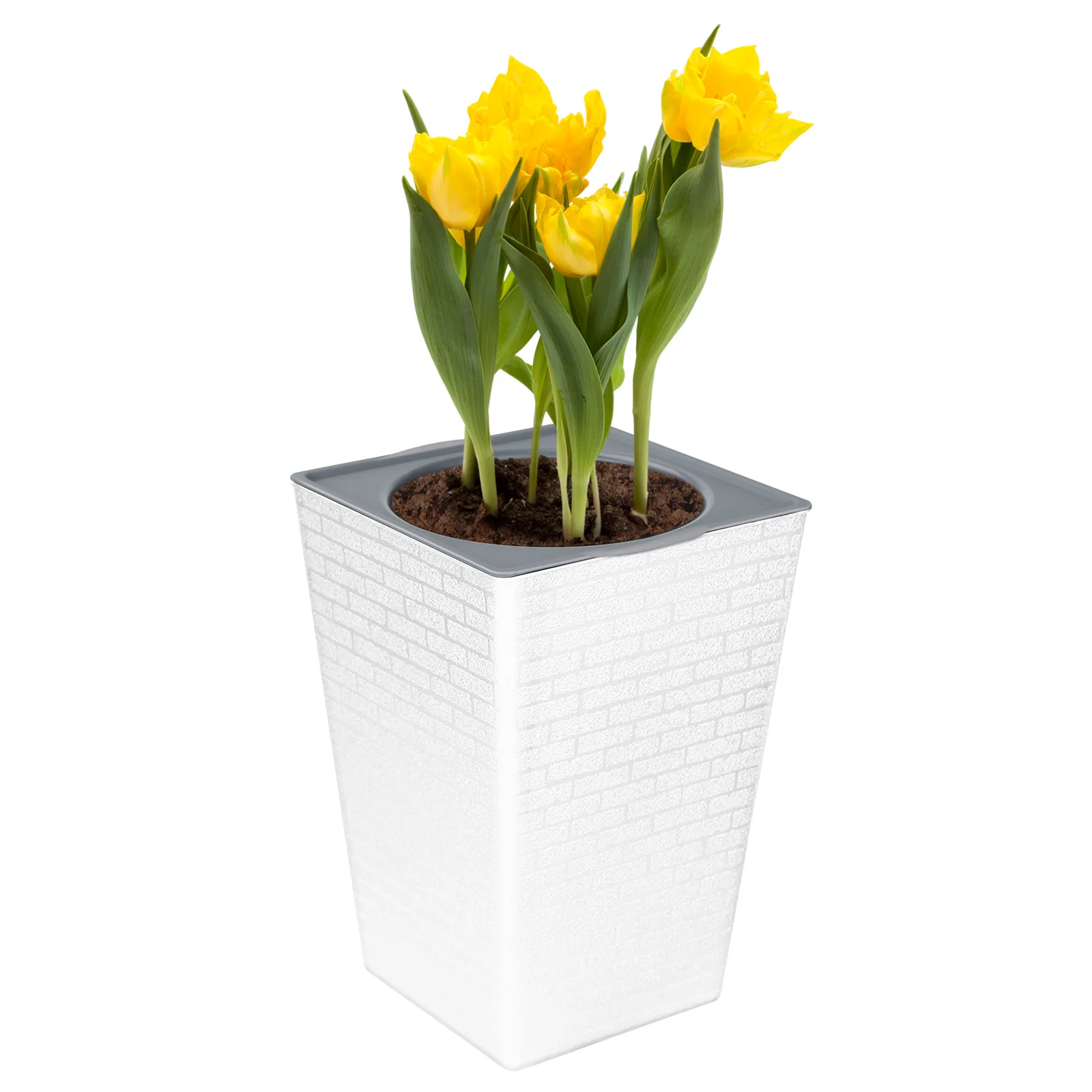 Square Tall Brick Pattern Flowerpot Vintage Style Detachable Planters for Garden Enthusiasts Lovers