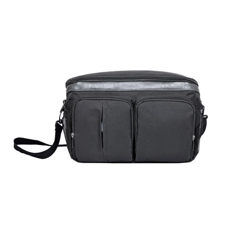 

Baby Stroller Diaper Bag Large Capacity Multi Pockets Zipper Closure Mommy Storage Bag With Strap Black