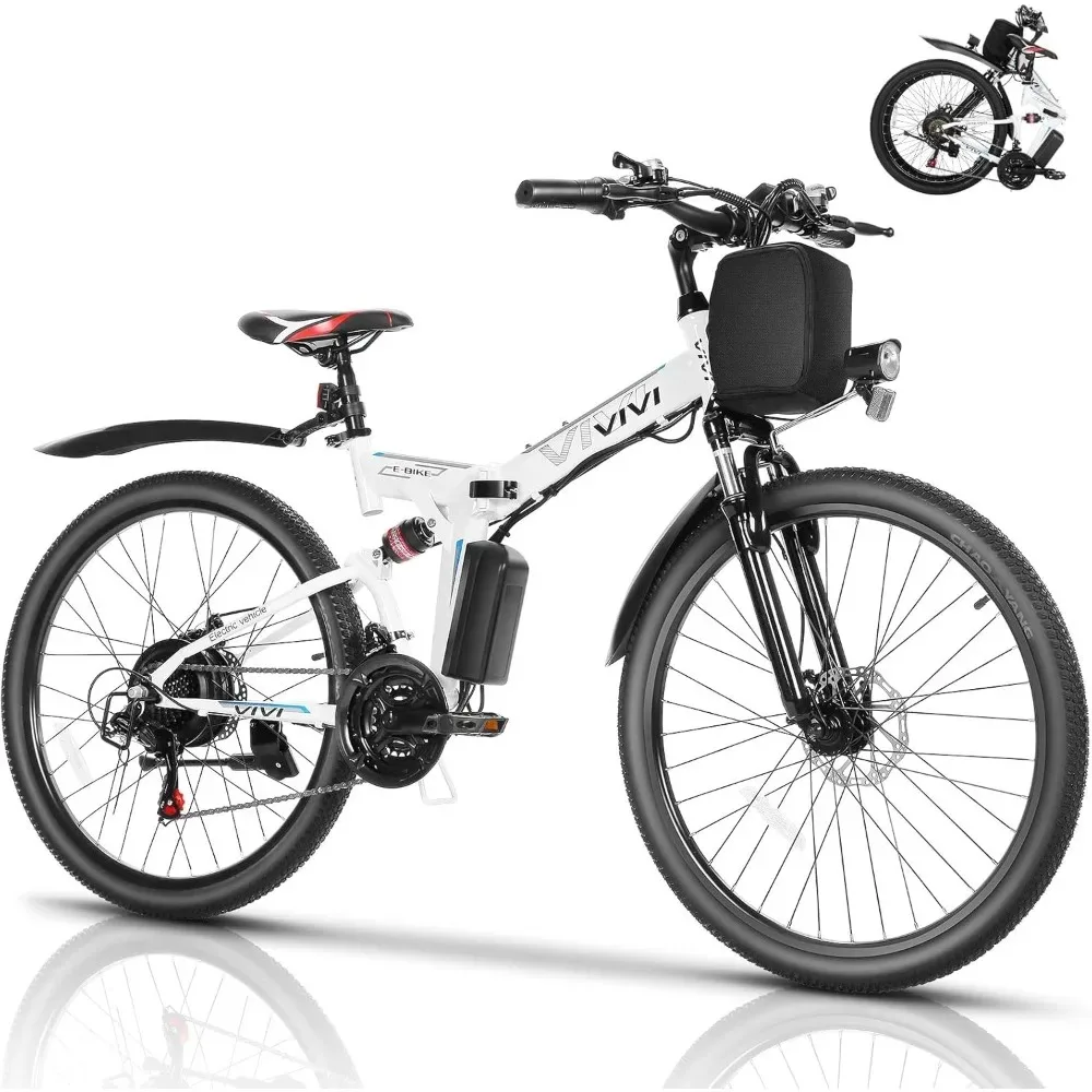 Bicicleta eléctrica plegable para adultos, de 26 pulgadas bici de montaña, pico de 850W, batería de litio extraíble de 48V, 21 v