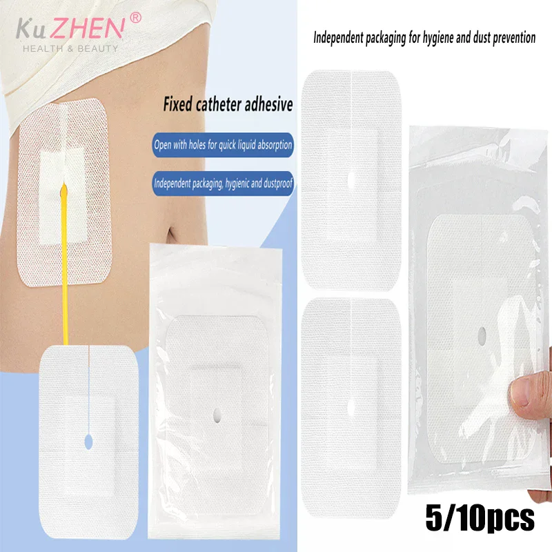 5/10Pcs Drainage Tube Sterile Applicator Peritoneal Dialysis Catheter Bile Duct Nephrostomy Gastric Tube With Hole Sticker Fixed