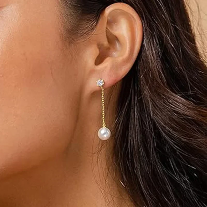2025 New European and American French Style Earrings, Women's Pearl Geometric Design Accessories, Ladies' Elegant Dress Style