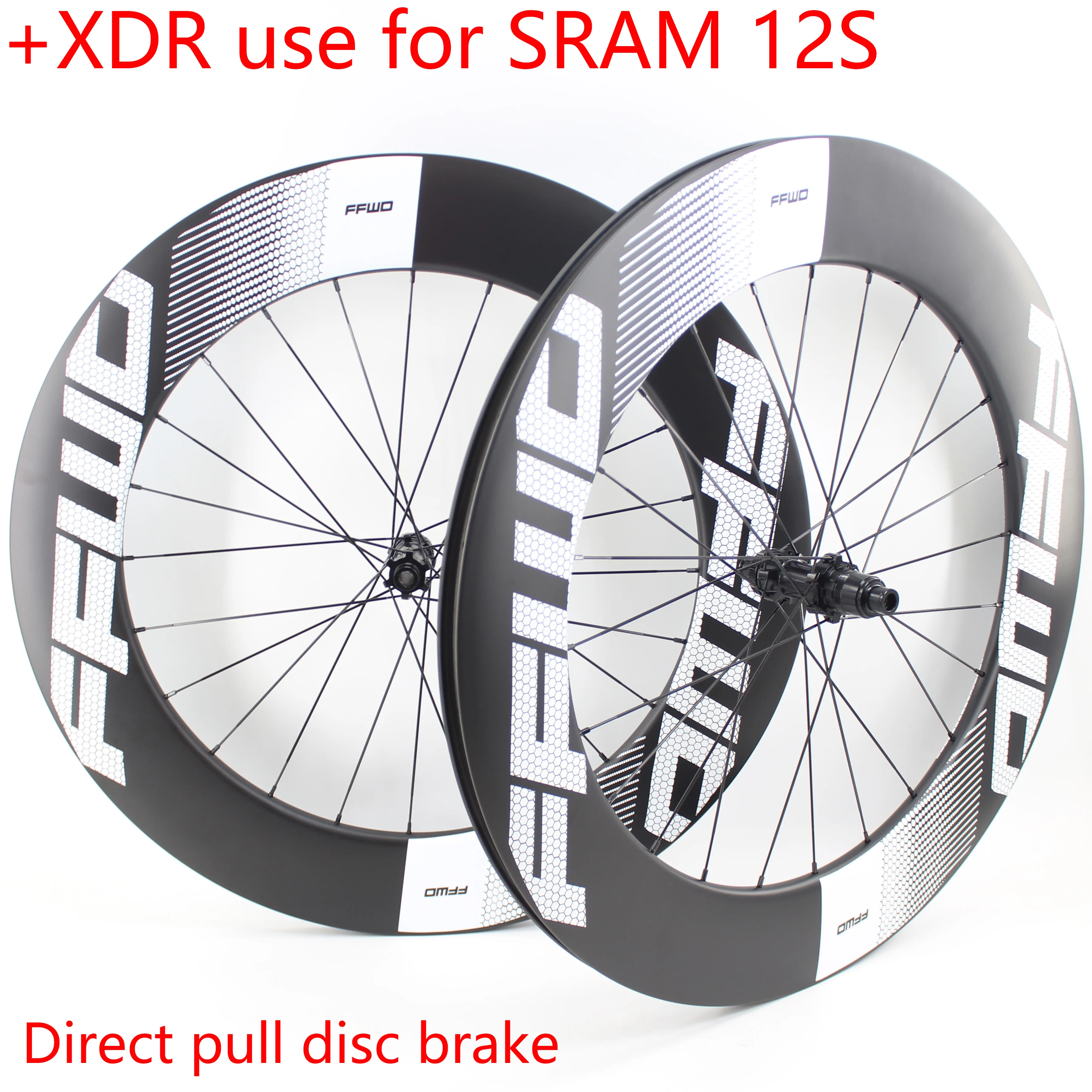 Newest 700C Road Bike UD Full Carbon Fibre Rims Bicycle Wheelset Thru Axle Center Lock Disc Brake hub +XDR use for SRAM 12 speed
