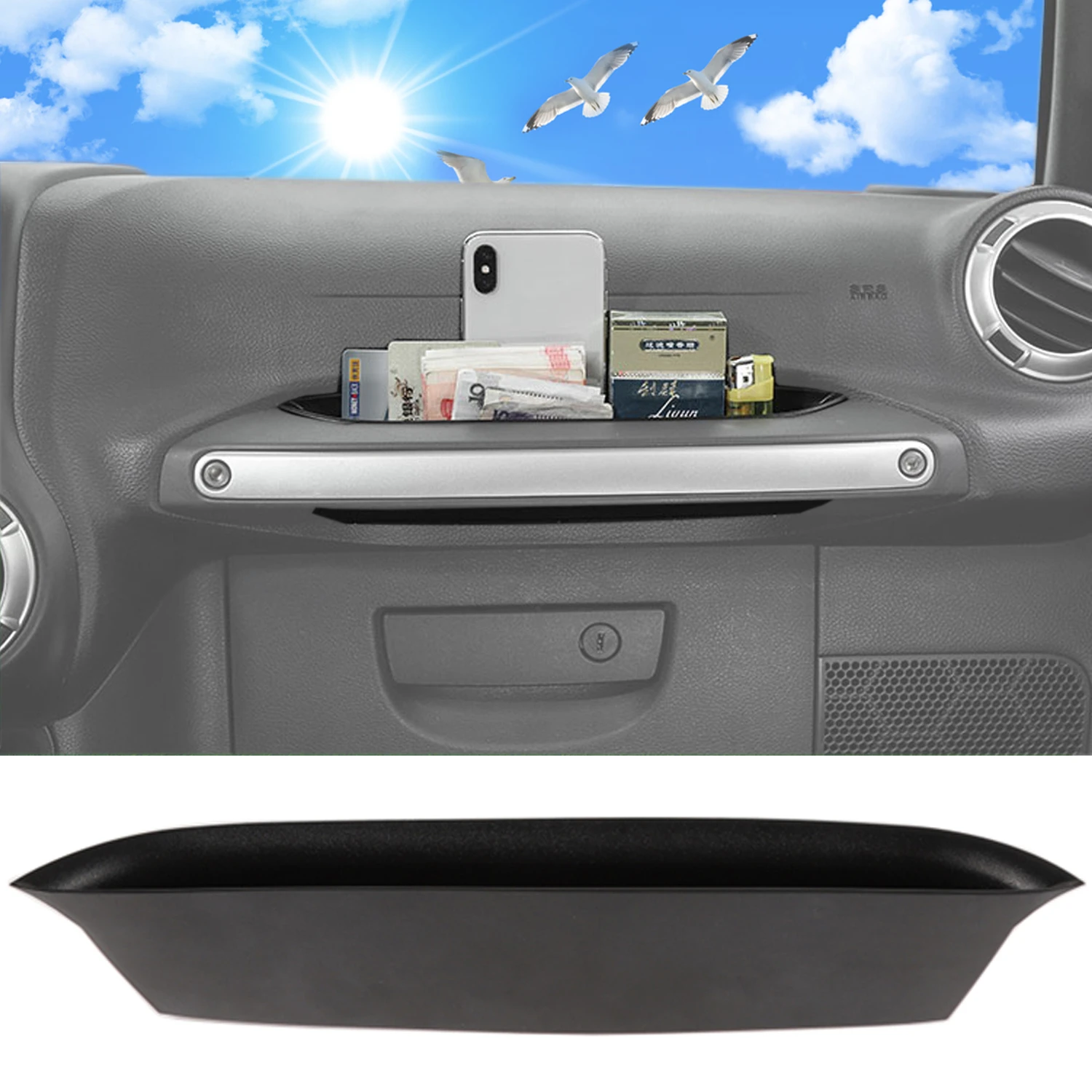 Organizer do bagażnika pasażera GrabTray z uchwytem do Jeep Wrangler JK 2011-2017, taca do przechowywania i porządkowania, akcesoria do wnętrza samochodu