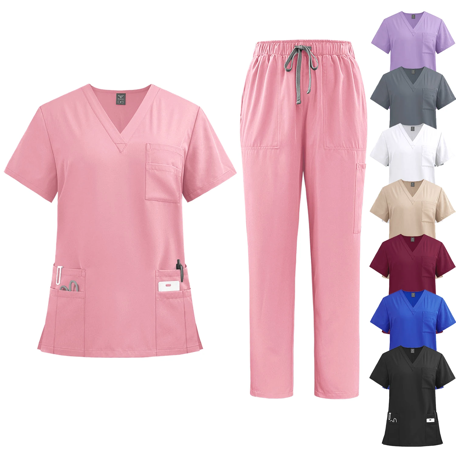 Classic New Nurse Scrubs Set Men Nurse Accessories Medical Uniform Surgical Dental Clinical Top Pants Lab Workwear Clothes