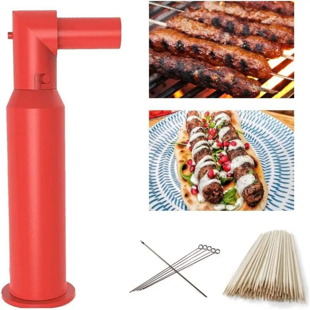 Easy Kebab Maker Manual Kabob Mould Meat Sausage DIY Skewer Tool Kebab Press Maker Grilling and BBQ Gadget