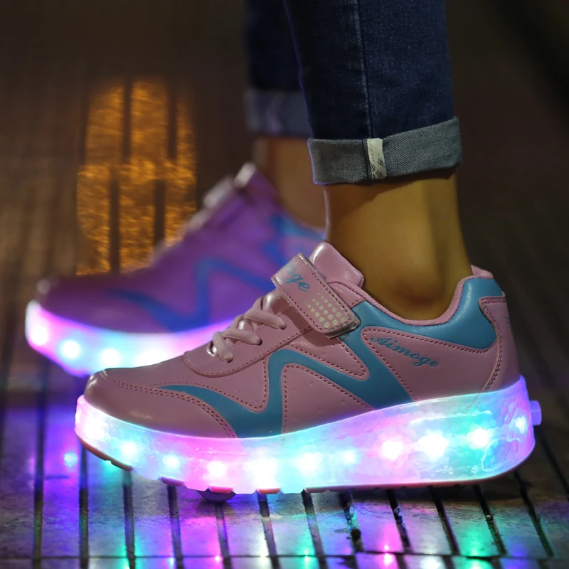 Roller Skates For Girl 2 Wheels Sneakers Light Up Boots Children Quad Skates Kid Skating Shoes