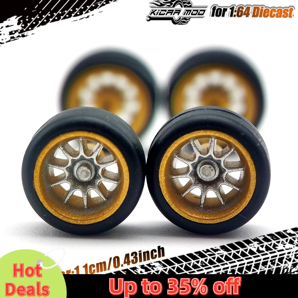 1/64 Model Araba ABS Tekerlekler Kauçuk Lastikler Dalları Döküm Hot Wheels Ana Hat Kibrit Kutusu Tomica D:11mm 1 Takım için Takma Parçaları