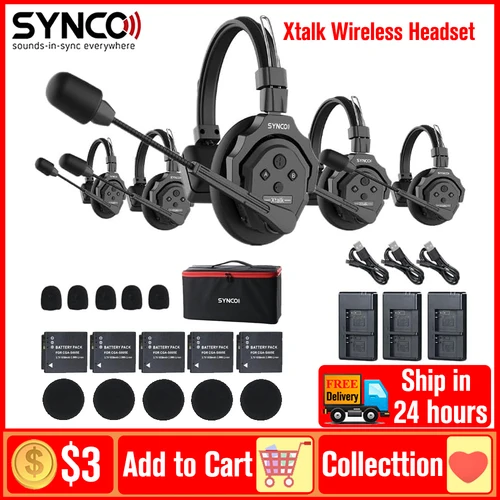 Imagen 1 del producto SYNCO Xtalk X5 Xtalk X2 X3 sistema de intercomunicación con auriculares inalámbricos comunicación 2,4G micrófono inalámbrico para escenario de estudio en vivo de películas