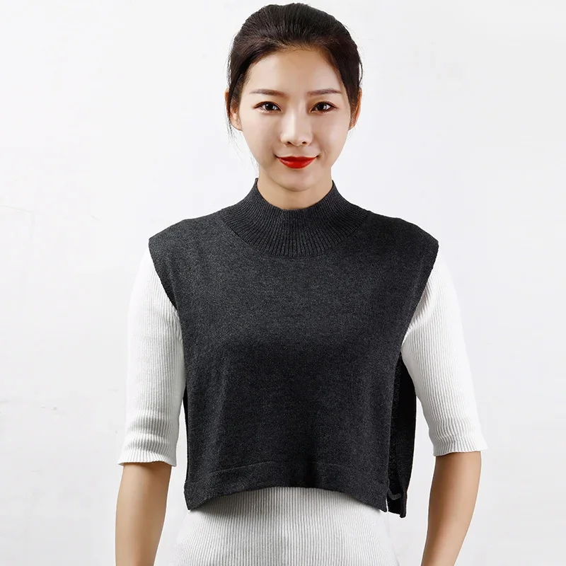 여성용 울 분리형 칼라 가짜 목 모크 후드 단색 가짜 스웨터, 여성용 터틀넥 넥웨어, 의류 액세서리