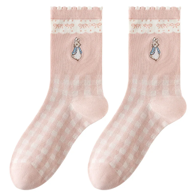 Caramella Cotton Socks for Women, Cartoon Socks for Girls, Art Story, Middle Tube, for Autumn Winter, 6 Pairs per Lot, 511796